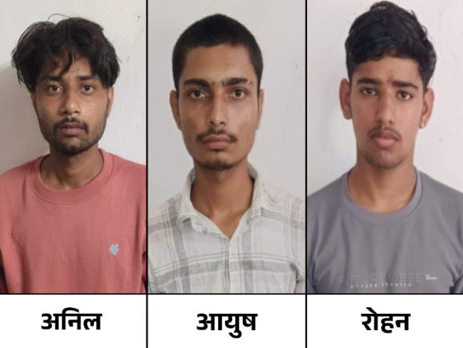 सीसीटीवी कैमरे के फुटेज में सड़क पर पड़ा गार्ड और उसके सिर पर डंडे मारते बदमाश। - Dainik Bhaskar