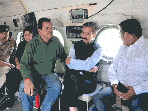 In Kullu, Chief Minister Sukhu, Congress MLA and officer doing an aerial survey of loss.