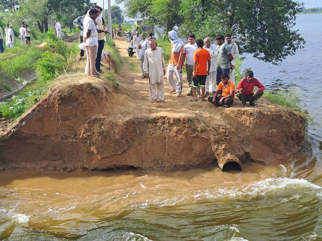 शुक्रवार को माइनर टूटने की वजह से गुराना के खेतों में पानी भर गया। इसके बाद पानी खानुपर और सिंधड़ की तरफ जा रहा है।