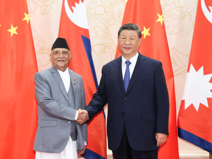 नेपाल के प्रधानमंत्री SCO समिट में शामिल 31 अगस्त को चीन पहुंचे थे। - Dainik Bhaskar