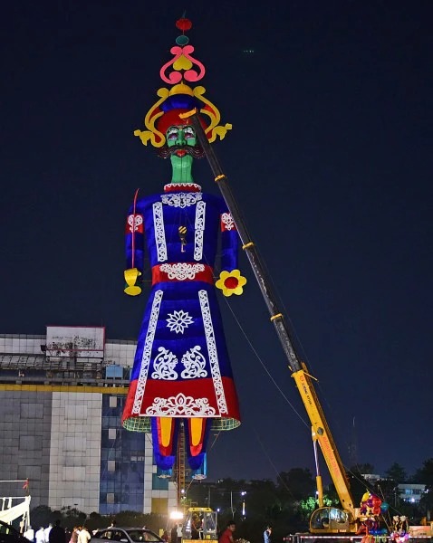 A 221 feet effigy of Ravana was made in Chandigarh.