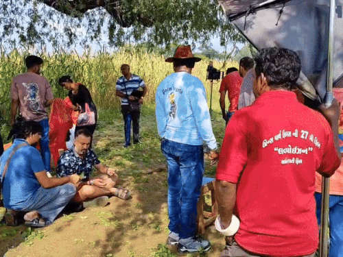नारनौल में महासर माता धाम फिल्म की शूटिंग का सेट
