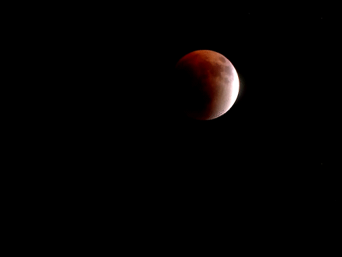 तिरुवनंतपुरम में रात 11 बजे से चंद्रमा धीरे-धीरे ब्लड मून में बदलने लगा।