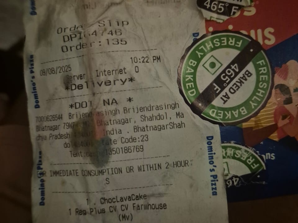 Pizza bill.