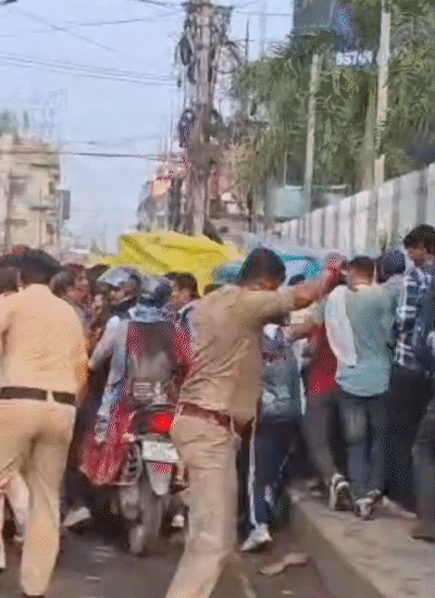 The police ran and beat the candidates.
