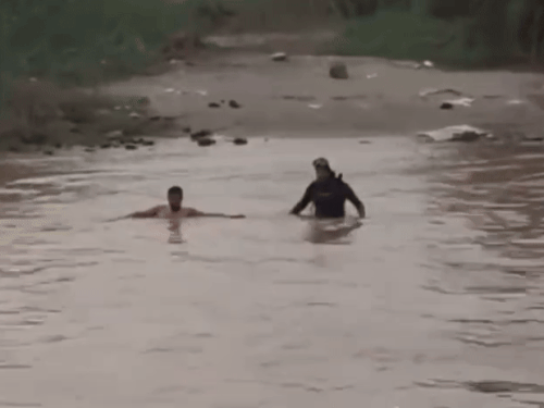 नहर में युवक की तलाश करते गोताखोर - Dainik Bhaskar