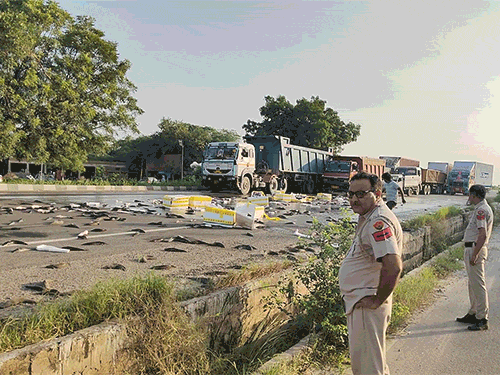 Amid the road jam, the police took the front and remained on the spot till the owner of the fish arrived.
