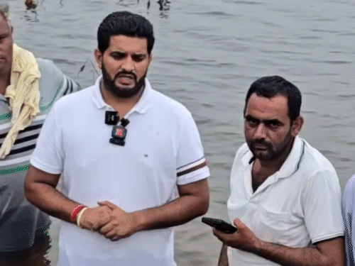MLA Jassi Petwad had arrived in Narnaund to take stock of waterlogging in the fields. He was trolled on its video.