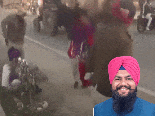 महिला से मारपीट का फाइल फोटो। इनसेट में विधायक मनजिंदर सिंह की फाइल फोटो। - Dainik Bhaskar