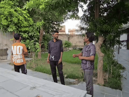 Anil with his friends, who was bitten by a snake.