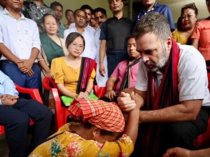 Rahul met the victims in relief camps last year. This was his first visit to Manipur as the Leader of Opposition.