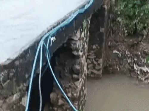 हाउसिंग बोर्ड कॉलोनी में टूटी पड़ी पुलिया।
