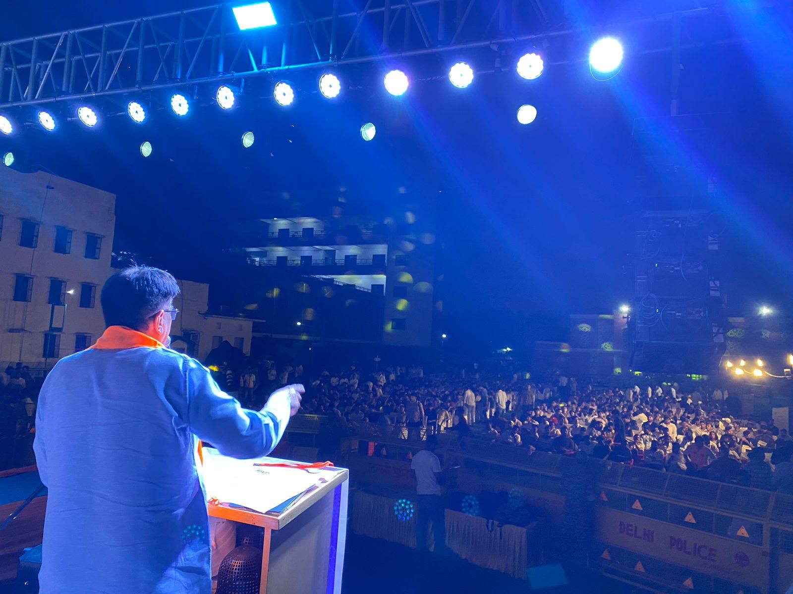 दिल्ली रामजस कॉलेज में कार्यक्रम संबोधित करते हुए ओमप्रकाश धनखड़।