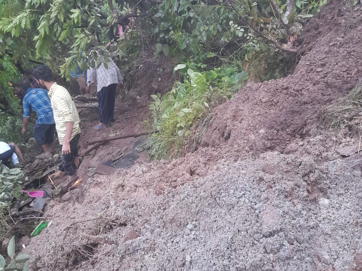 A house hit by landslide in Burgta village of Nihri, Mandi.