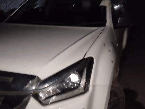 4 bullet marks of firing by miscreants in Haryana STF car