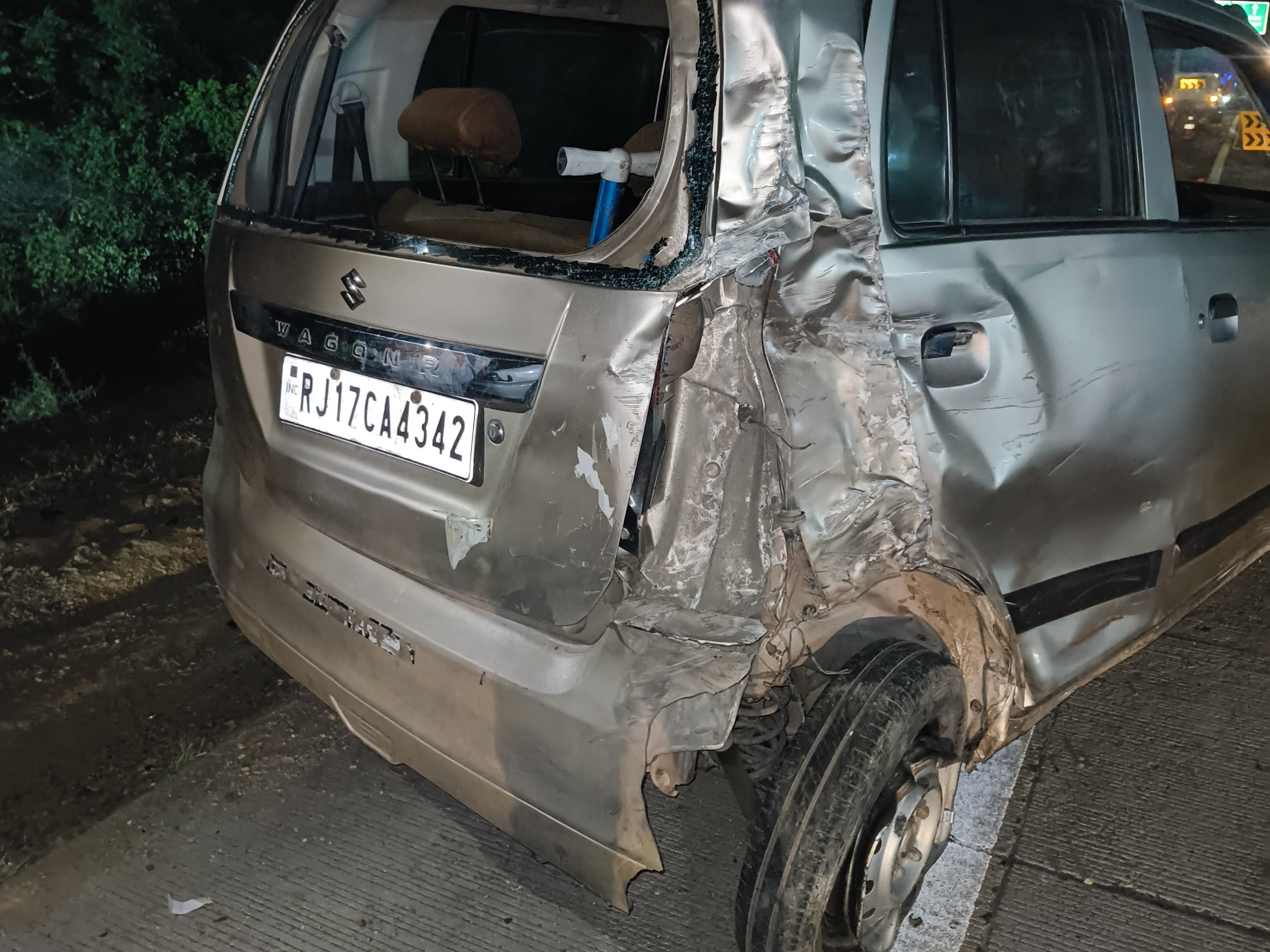 A pickup loaded with LPG cylinders overturned after colliding with a ...