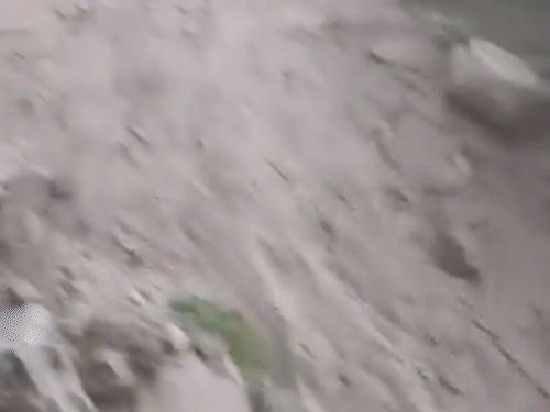 After cloudburst in Thach village of Kinnaur, the land of farmers in the drain last night.