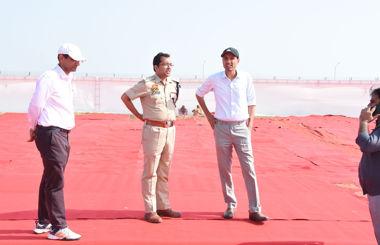 Officers taking stock of the preparations for the air show.