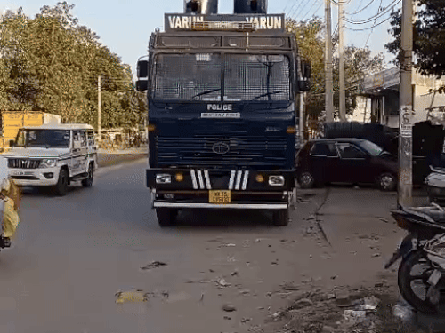 Riot controller Vajra vehicles have been deployed in Bhoda Kalan village.