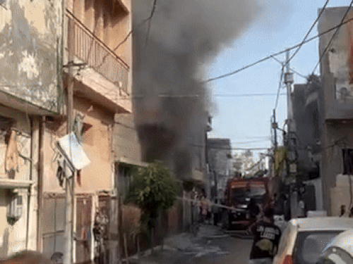 A team of fire brigade could control the fire in the house of a hosier businessman in Ludhiana.