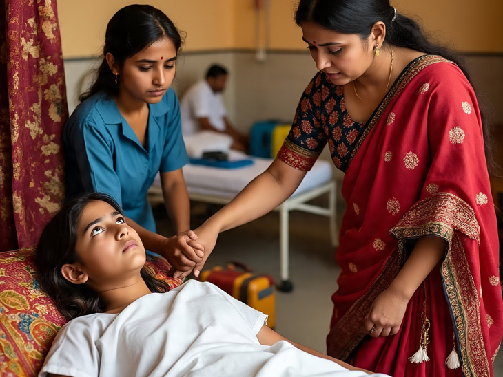 रूम मेट की सूचना के बाद छात्रा के माता-पिता हॉस्पिटल पहुंचे। फोटो सोर्स- एआई जेनरेटेड।