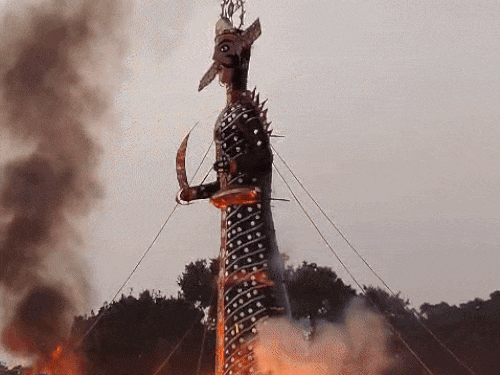 Last year 100 feet Ravana was burnt in Jalandhar, Punjab.