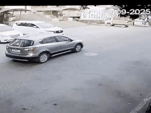First the car is going straight, some goes ahead and stops.