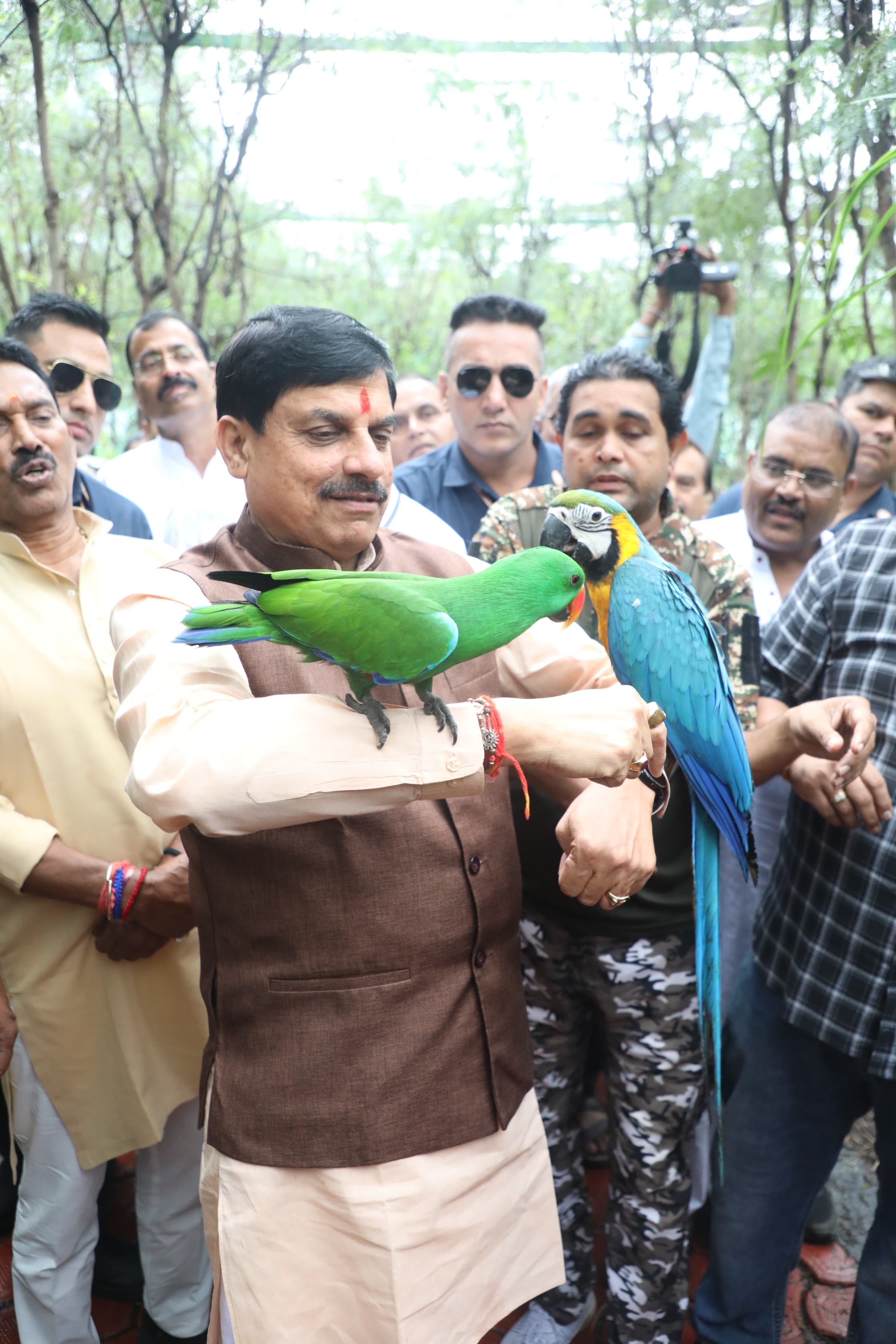 जू में उन्होंने पक्षियों का दाना खिलाया।