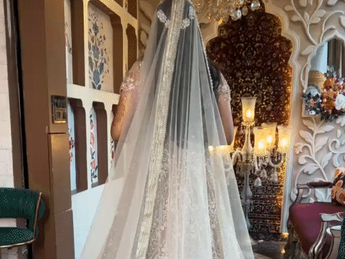 Deepak Punia's fiancée being prepared for the ring ceremony.