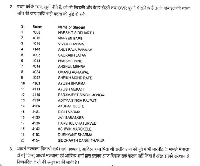 The Anti Ragging Committee has demanded action on these students.