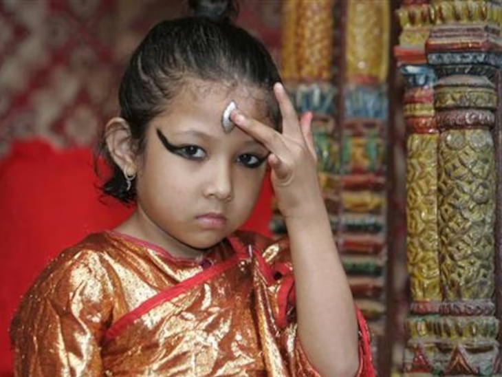 2008 में देवी चुनीं गई श्रेया बज्राचार्य की तस्वीर।