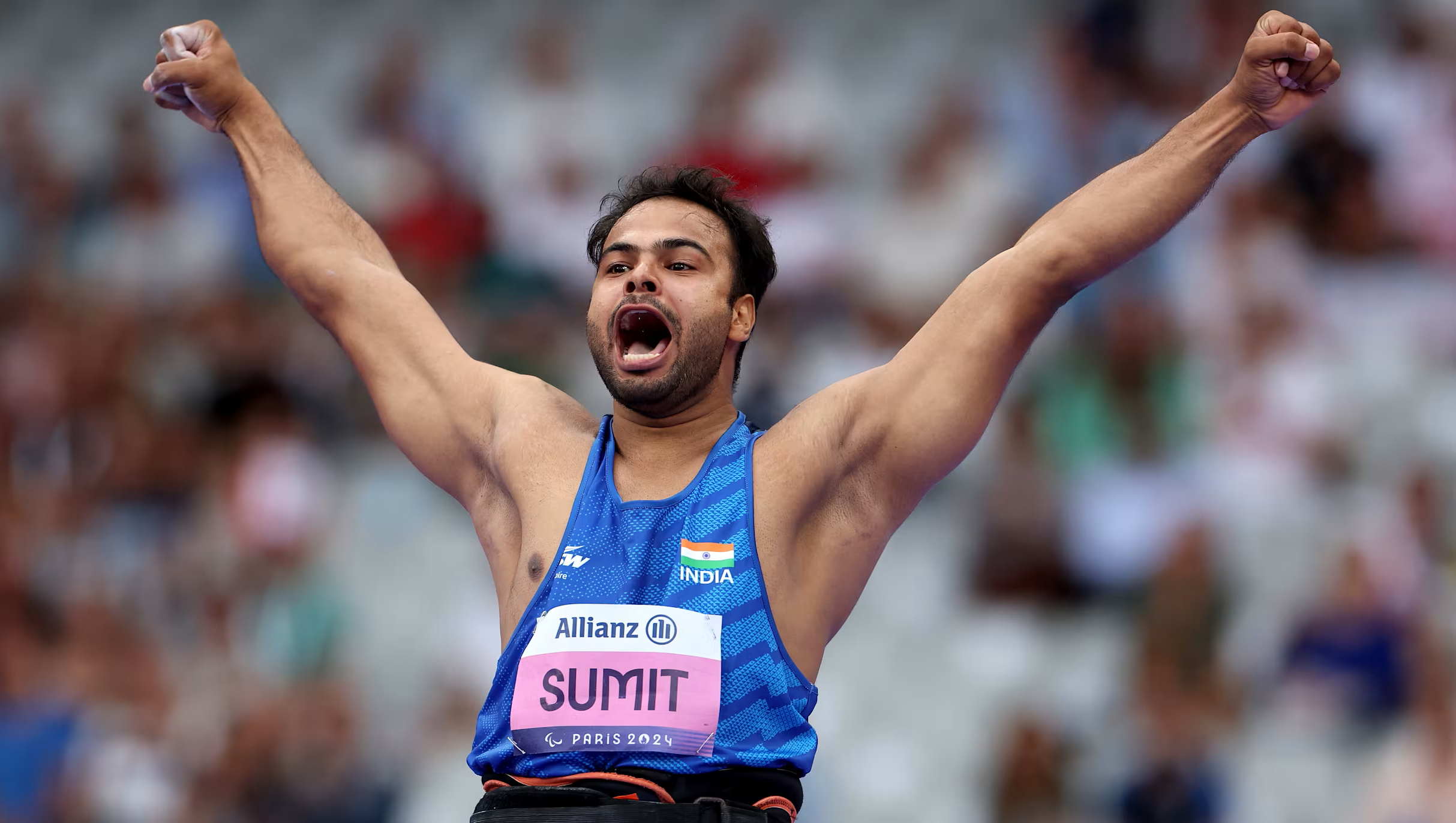Olympic champion Javalin Throer Sumit Anthil threw 71.37 meters.