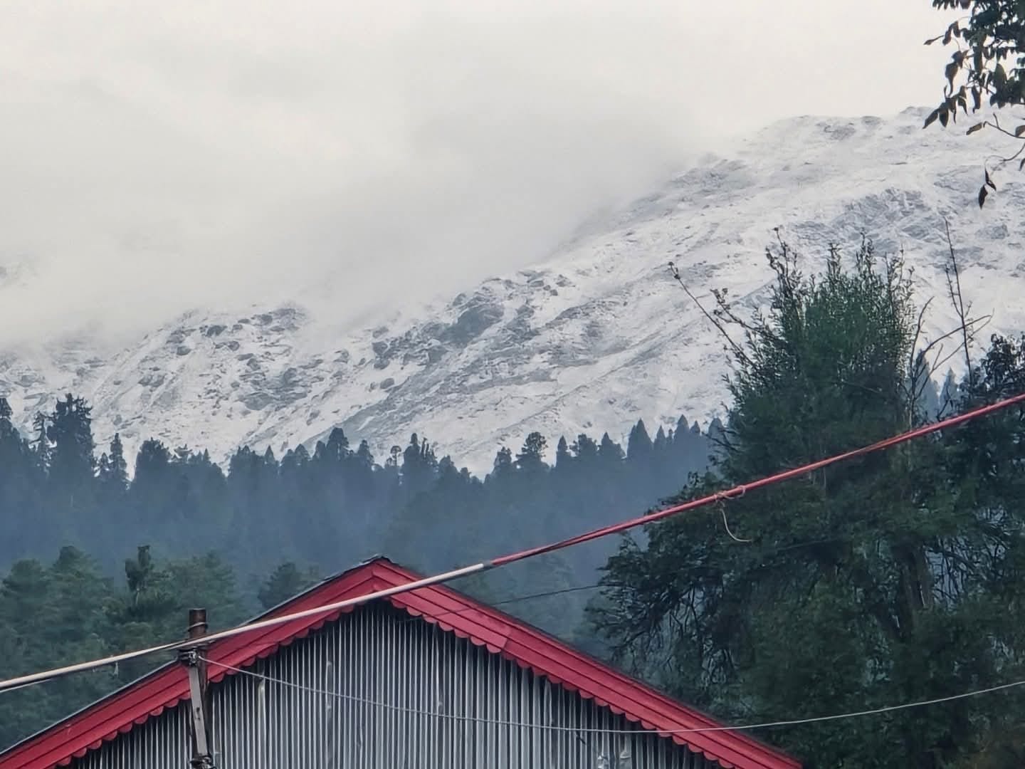 गुलमर्ग में शुक्रवार को बर्फबारी से ऊंचाई वाले इलाके सफेद और निचले इलाकों में हरियाली दिखी।