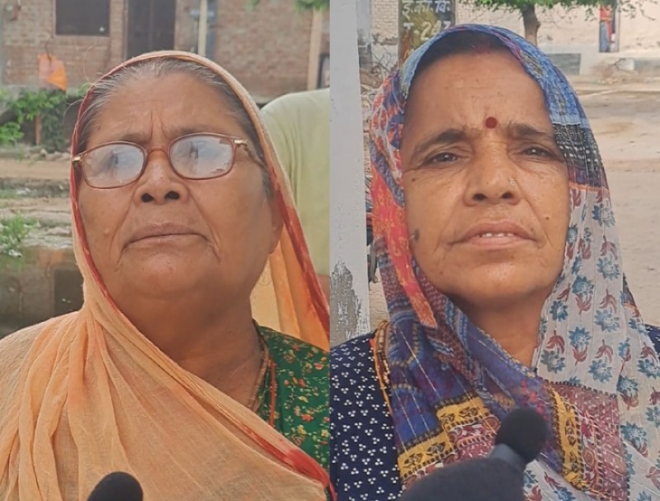 इंद्रा कॉलोनी विस्तार निवासी बेबी कंवर और कमला देवी समस्या बताते हुए।