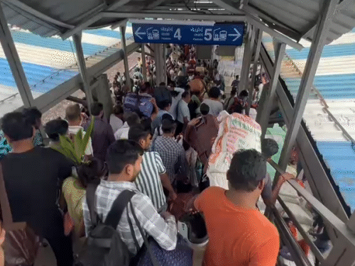 The condition of the station can be understood only from this crowd of stairs on the platform.