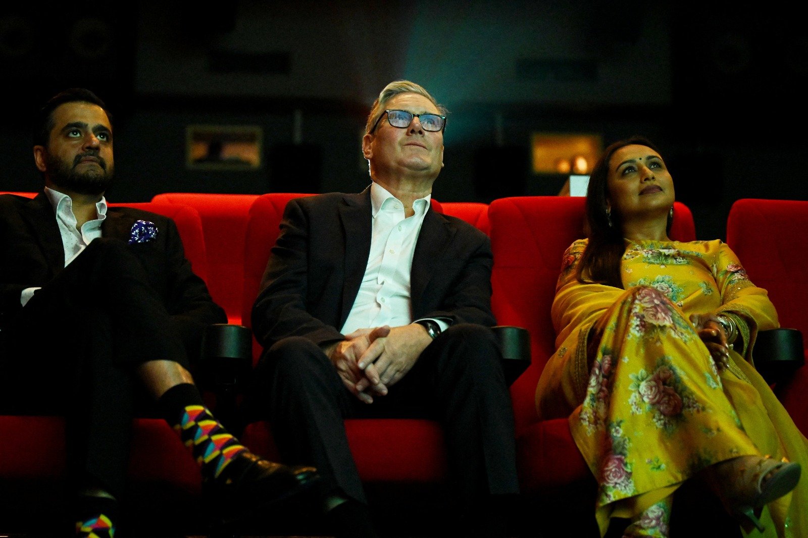 British Prime Minister Keir Starmer watched the film with Bollywood actress Rani Mukherjee and CEO Akshay Vidhini at Yash Raj Studios on Wednesday.