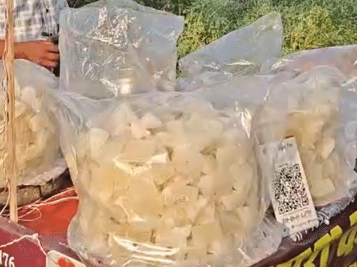 खेत के बाहर मंजीत सिंह ने पेठों की ये स्टॉल भी लगा रखी है।