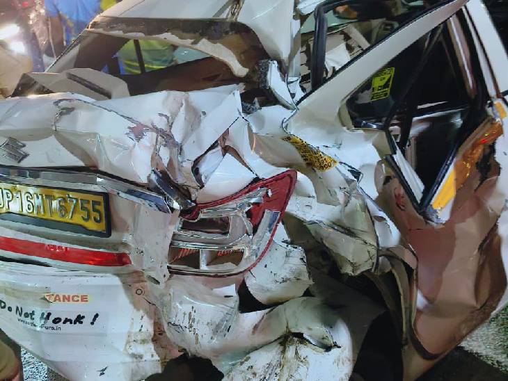 Car damaged after road accident