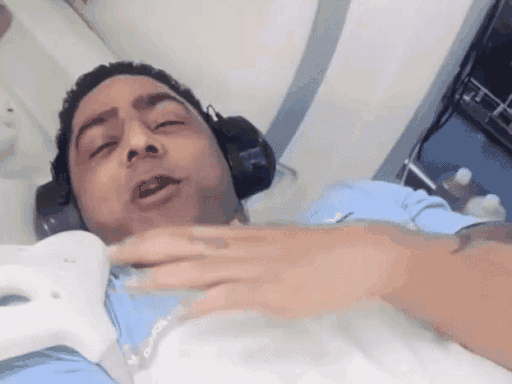 Body builder Varinder Ghuman talking before going into the MRI machine.