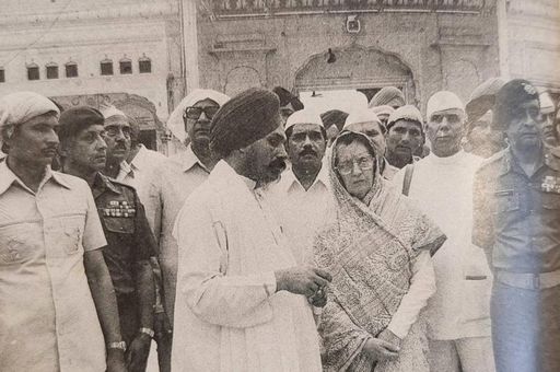Indira Gandhi reached the Golden Temple after Operation Blue Star. file photo