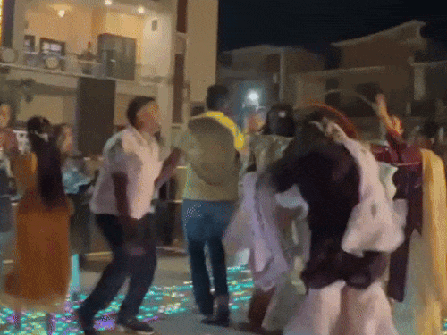 While dancing she suddenly fainted and fell down.