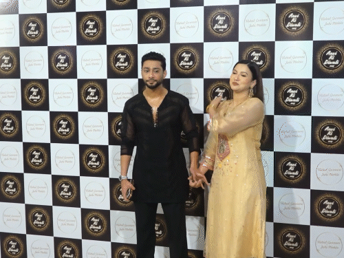 Gauhar Khan and husband Zaid Darbar at the Diwali celebration.