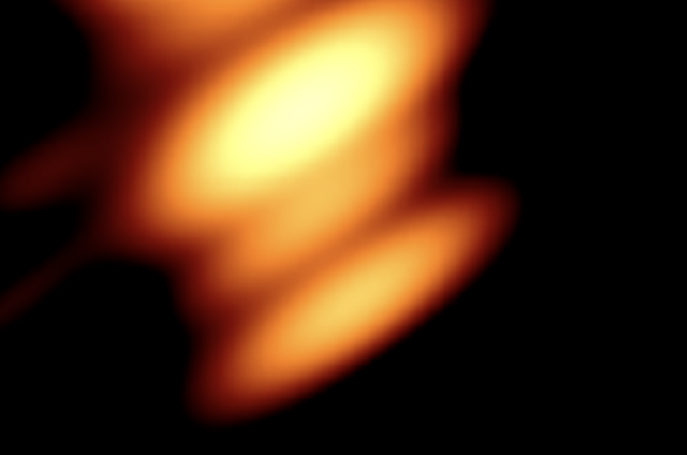 तस्वीर में दो ब्लैक होल एक दूसरे के सामने नजर आ रहे हैं।