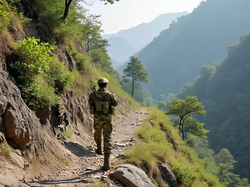 अनिल कुमार की पिथौरागढ़ में ड्यूटी लगी थी, जहां पहाड़ी पर गिरने से वे शहीद हो गए। (फोटो एआई जनरेटेड)