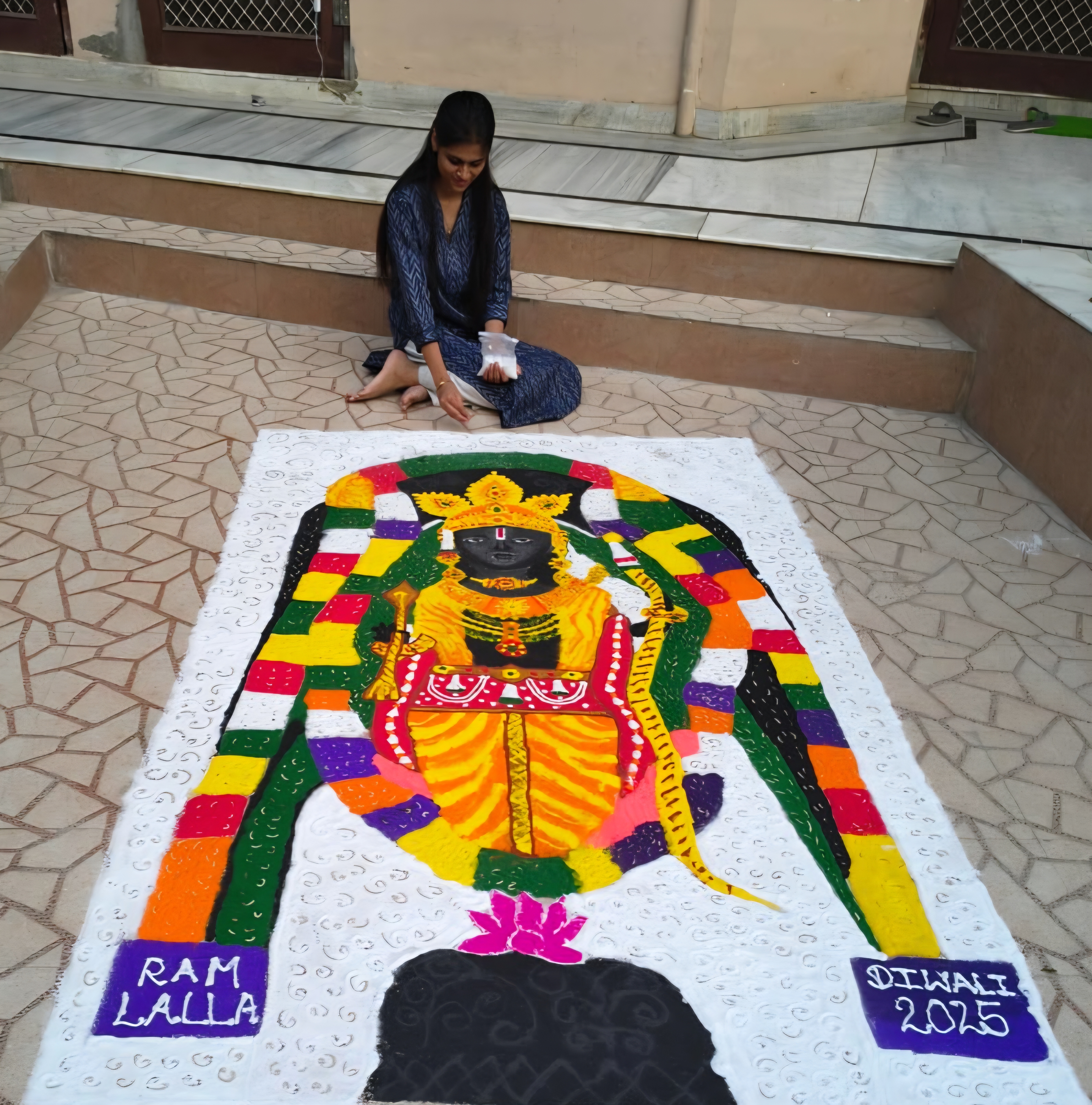 Avi from Dausa made a rangoli, a unique glimpse of devotion and art was ...
