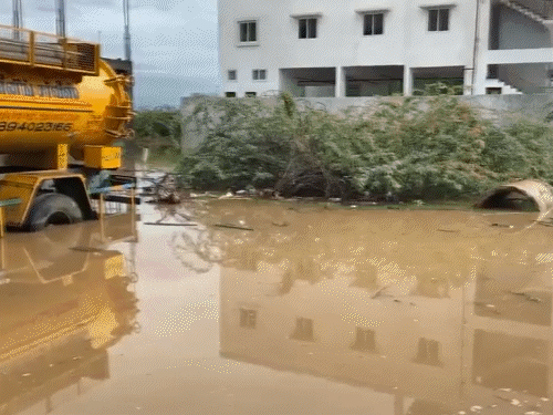 थूथुकुडी में बारिश से कई इलाकों में पानी भर गया।