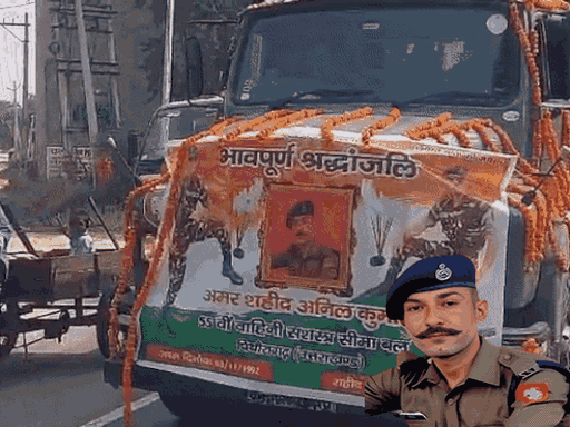SSB के जवान अनिल कुमार का पार्थिव शरीर भिवानी पहुंचा।