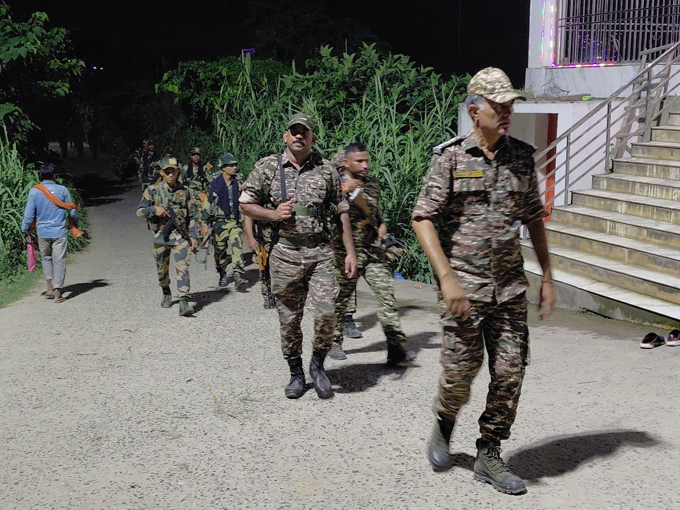 Police flag march in Parbatta, Khagaria
