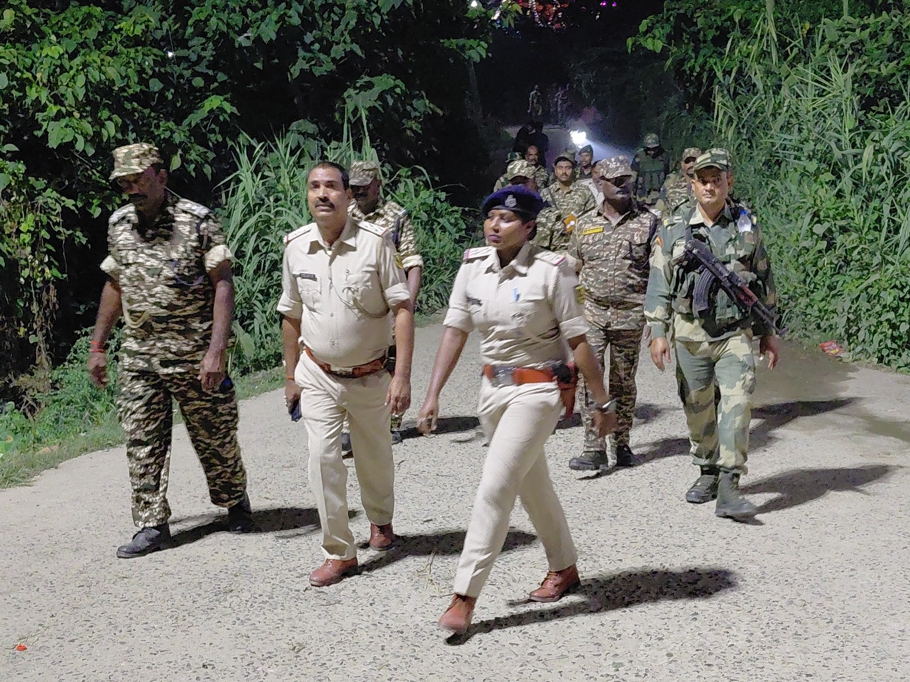 Police flag march in Parbatta, Khagaria