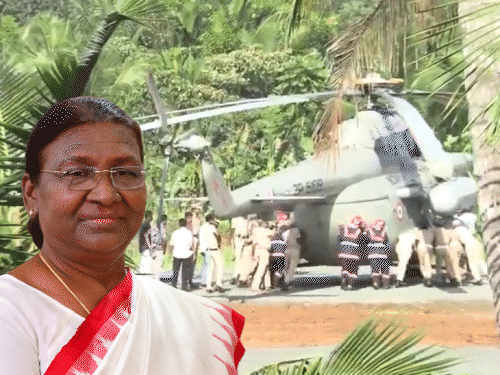 Droupadi Murmu Helicopter Video; Sabarimala Temple | Kerala | केरल में राष्ट्रपति मुर्मू का हेलिकॉप्टर गड्ढे में फंसा, VIDEO: पुलिस, फायर स्टाफ ने धक्का मारकर निकाला ...